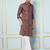 Men Coffee & Gold Woven Design Thread Work Kurta With Pajama With Pajama