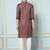 Men Coffee & Gold Woven Design Thread Work Kurta With Pajama With Pajama