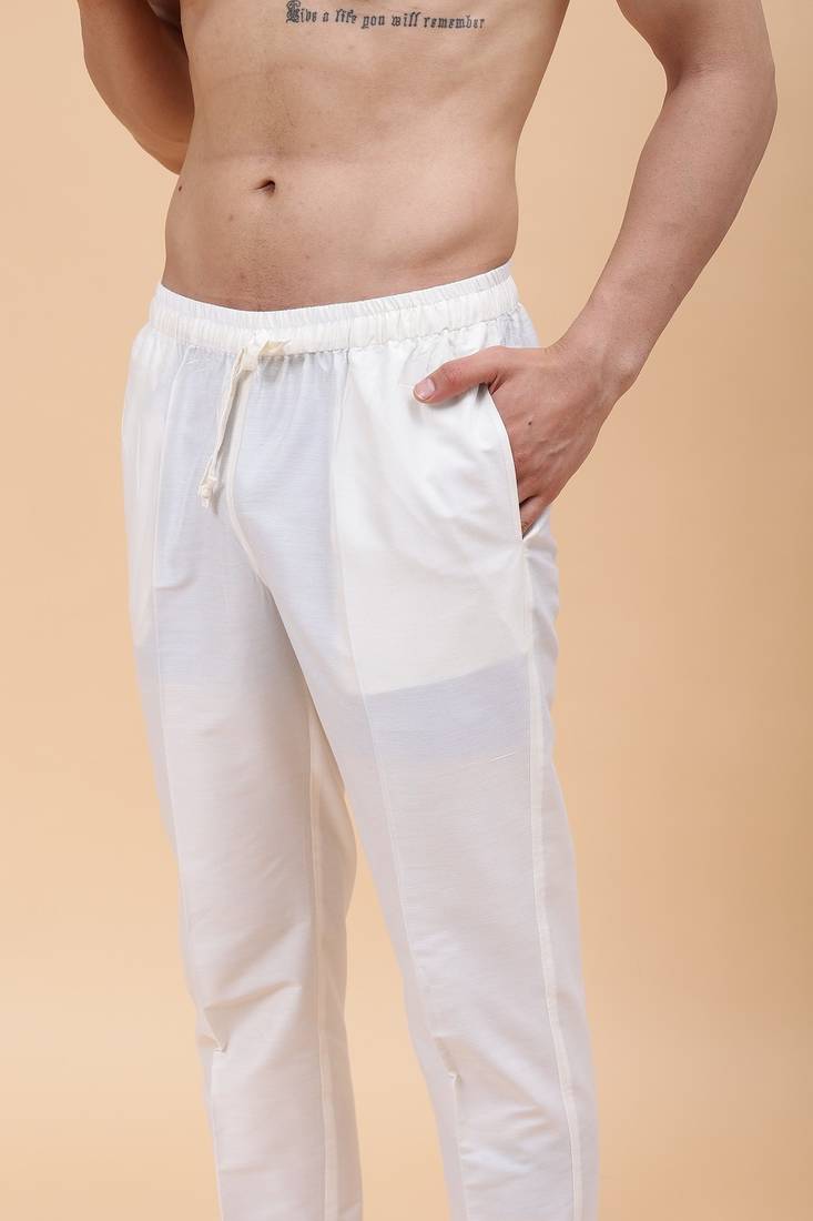 Men Green & Gold Woven Design Thread Work Kurta With Pajama