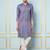 Men Navy Blue & Gold Woven Design Thread Work Kurta With Pajama