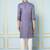 Men Navy Blue & Gold Woven Design Thread Work Kurta With Pajama