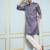 Men Navy Blue & Gold Woven Design Thread Work Kurta With Pajama