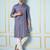 Men Navy Blue & Gold Woven Design Thread Work Kurta With Pajama
