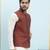 Men Off White Kurta Pajama And Maroon Color Solid Silk Woven Design Nehru Jacket