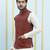 Men Off White Kurta Pajama And Maroon Color Solid Silk Woven Design Nehru Jacket