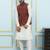 Men Off White Kurta Pajama And Maroon Color Solid Silk Woven Design Nehru Jacket