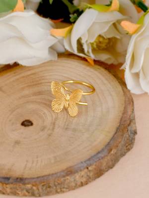 Gold plated new life butterfly ring 1