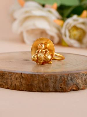 Gold plated disc ghungroo ring 1