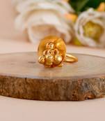 Gold plated disc ghungroo ring