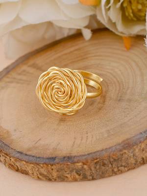 Gold plated meshwire rose ring 1