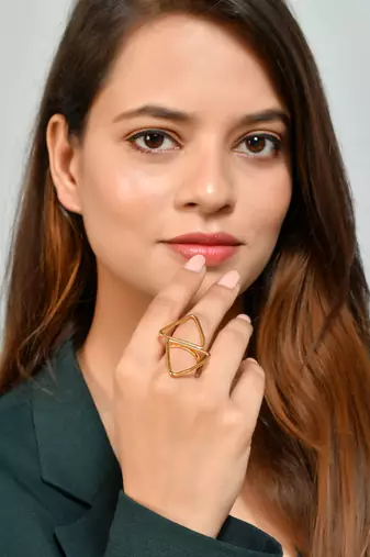 Gold plated celtic double triangle ring