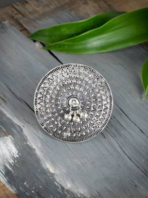 Oxidised silver tribal ring 1