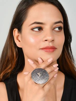 Oxidised silver tribal ring 2