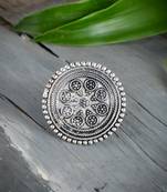 Oxidised silver tribal statement ring