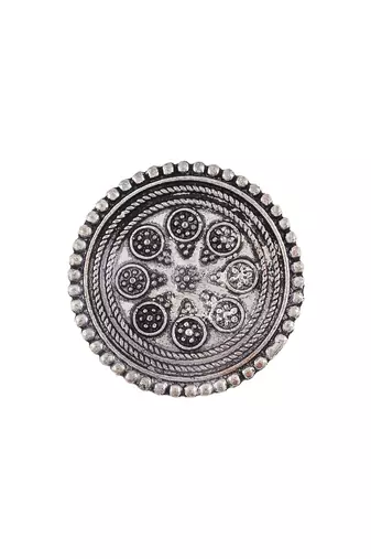 Oxidised silver tribal statement ring