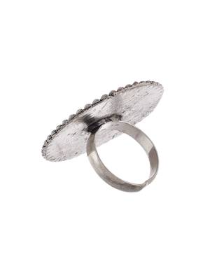 Oxidised silver tribal statement ring 3