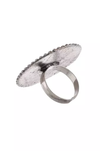 Oxidised silver tribal statement ring