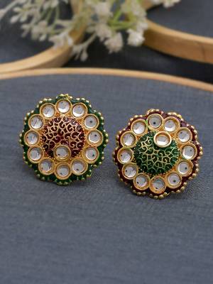 Set of 2 flower minakari ring 1