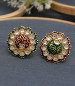 Set of 2 flower minakari ring