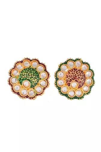 Set of 2 flower minakari ring