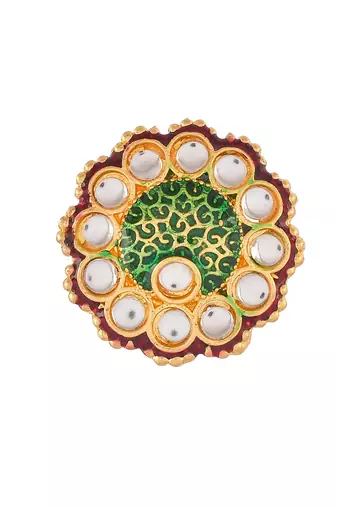 Set of 2 flower minakari ring