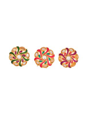 Set of 3 floral meenakari ring 3