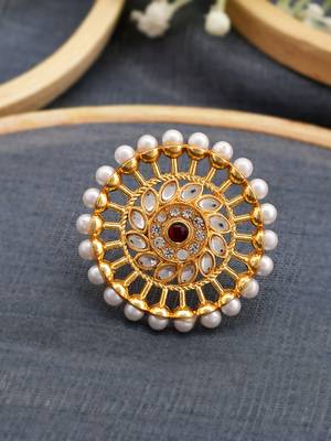 Pearl meenakari statement ring 1