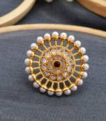 Pearl meenakari statement ring
