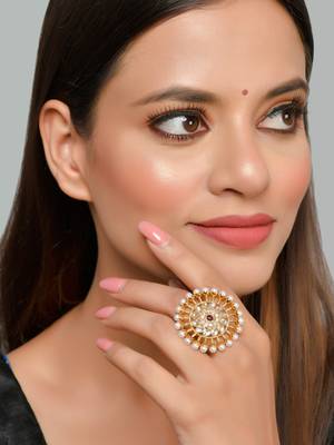 Pearl meenakari statement ring 2