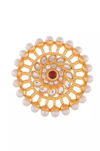 Pearl meenakari statement ring