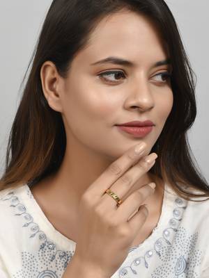 Handmade gold plated flat ring 1