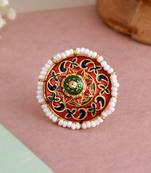 Traditional kundan meenakari adjustable finger ring