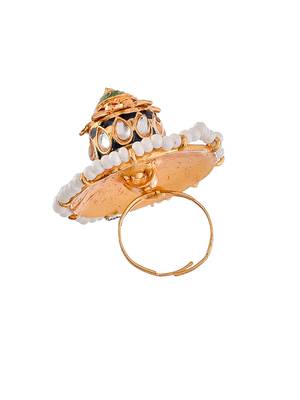 Traditional kundan meenakari adjustable finger ring 3