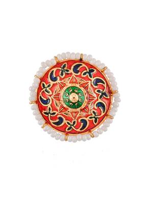 Traditional kundan meenakari adjustable finger ring 4