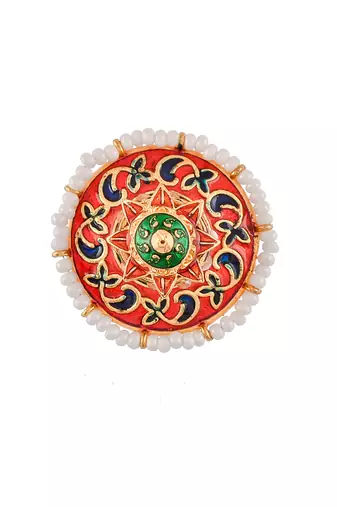 Traditional kundan meenakari adjustable finger ring