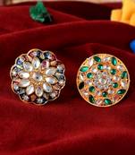 Set of 2 gold plated meenakari wedding enamelled finger rings