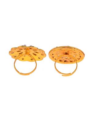 Set of 2 gold plated meenakari wedding enamelled finger rings 4
