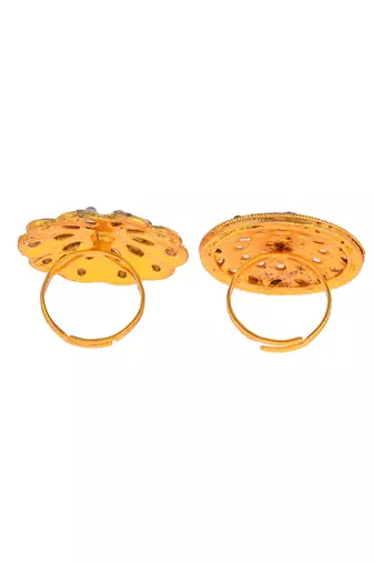 Set of 2 gold plated meenakari wedding enamelled finger rings