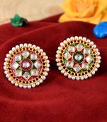 Set of 2 gold plated kundan ethnic engagement finger rings
