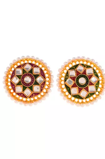 Set of 2 gold plated kundan ethnic engagement finger rings