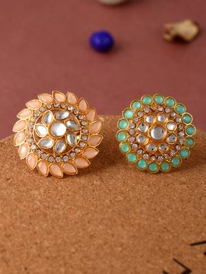 Set of 2 gold plated meenakari enamelled traditional finger rings 1