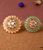 Set of 2 gold plated meenakari enamelled traditional finger rings
