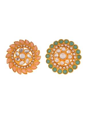 Set of 2 gold plated meenakari enamelled traditional finger rings 4