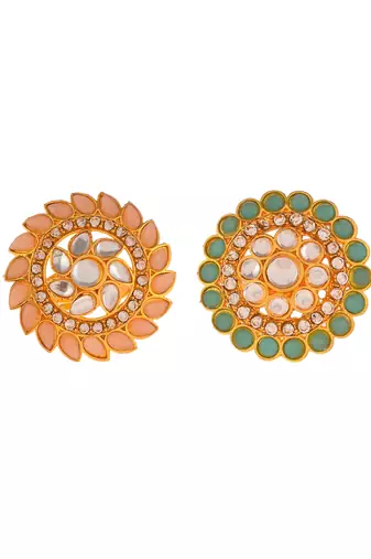 Set of 2 gold plated meenakari enamelled traditional finger rings
