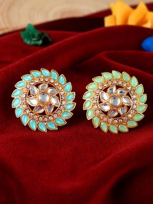 Set of 2 gold plated enamelled kundan wedding rings 1
