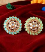 Set of 2 gold plated enamelled kundan wedding rings