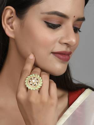 Set of 2 gold plated enamelled kundan wedding rings 2