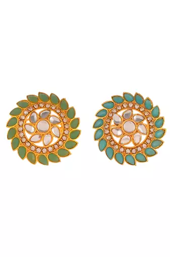 Set of 2 gold plated enamelled kundan wedding rings