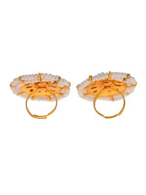 Set of 2 gold plated handpainted kundan meenakari ethnic finger rings 3