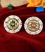 Set of 2 gold plated kundan meenakari finger rings for women